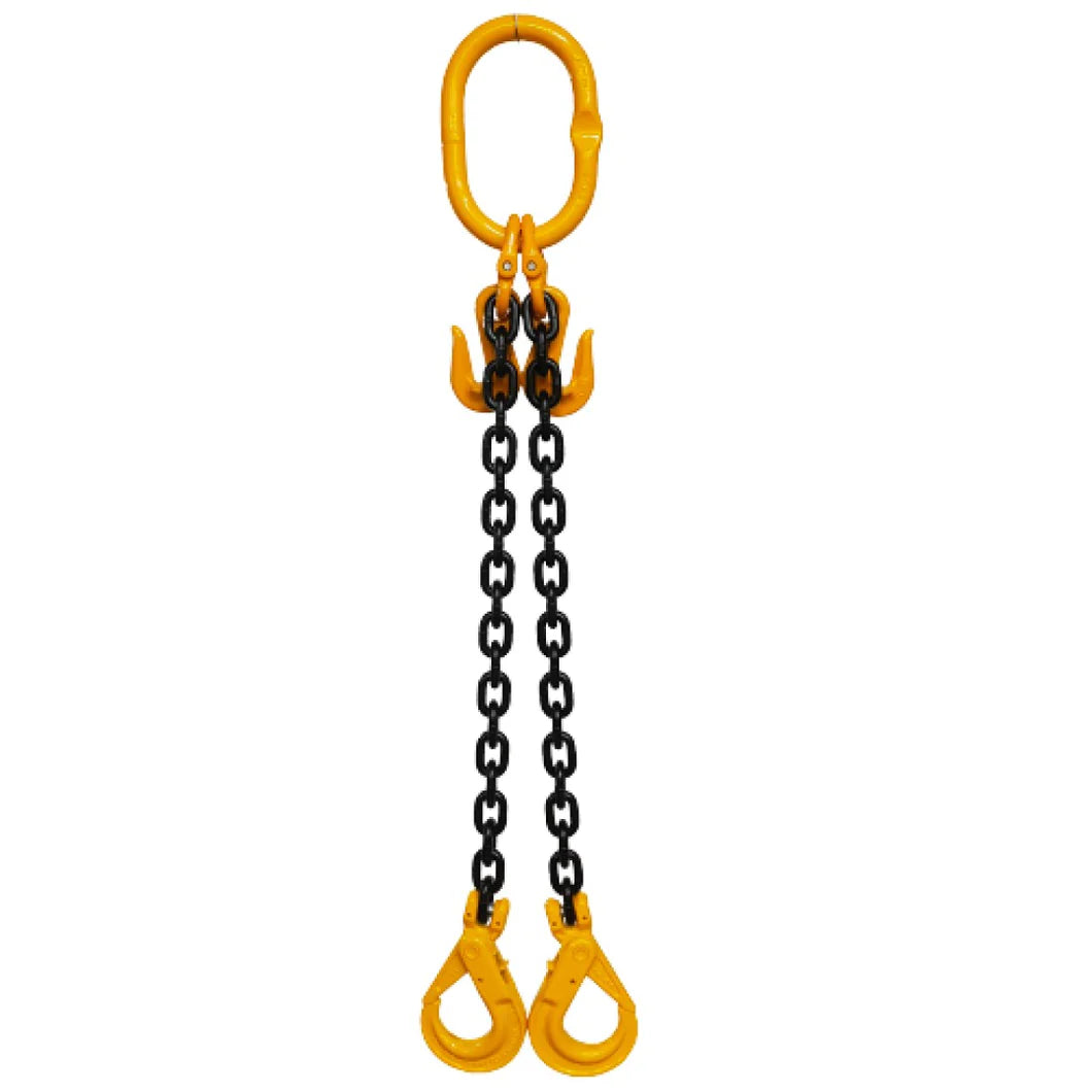 2 Leg Chain Sling 10MM x 2M Length With Safety Hooks & Shorteners